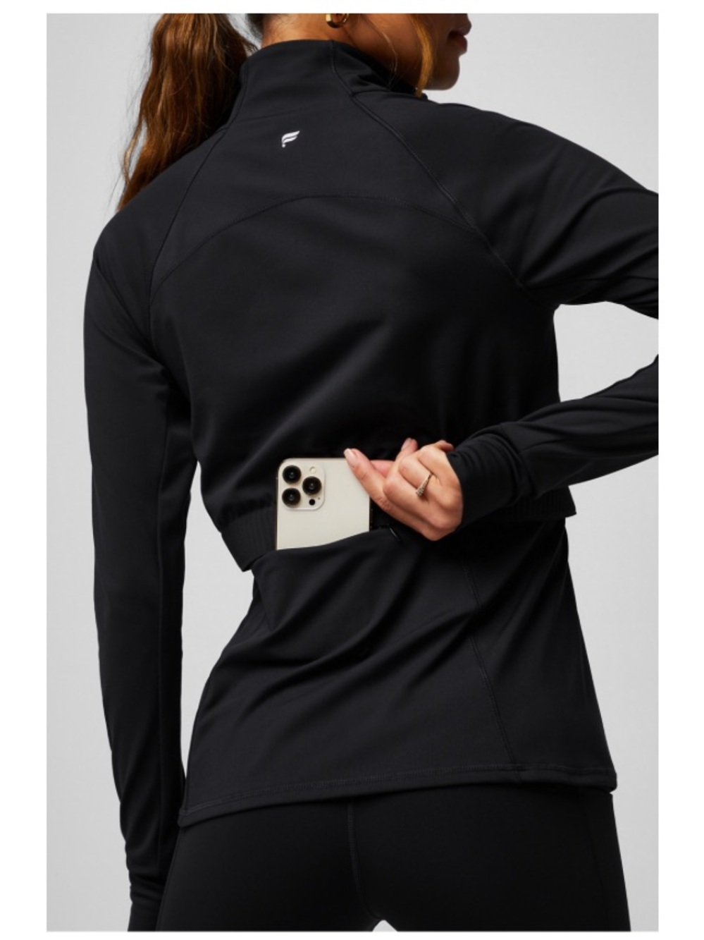Fabletics Trinity Cold Weather Performance Jacket M Black Media Pockets Running